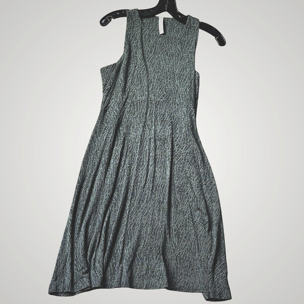 Athleta Santorini Thera Sleeveless Midi Dress- Dark Sage and Black Medium